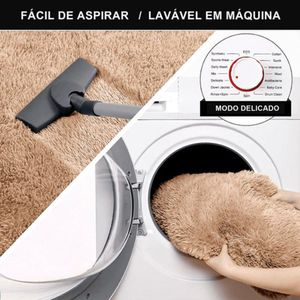 Tapete Sala Felpudo Peludo Bege 50 X 100 Cm
