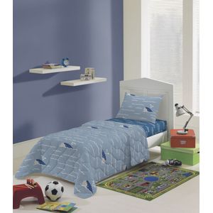 Edredom Infantil Solteiro Estampado Lepper Azul