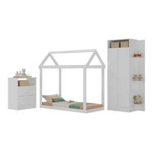 Quarto Infantil com Cama Montessoriana e Colchão Incluso Encanto Multimóveis MX4284