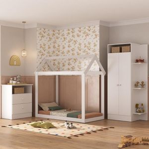 Quarto Infantil com Cama Montessoriana e Colchão Incluso Encanto Multimóveis MX4284