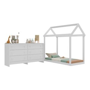 Cama Infantil Montessoriana com Colchão Incluso e Cômoda Bambolê Multimóveis MX4288