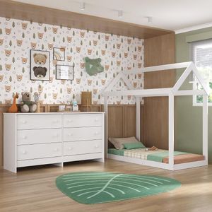 Cama Infantil Montessoriana com Colchão Incluso e Cômoda Bambolê Multimóveis MX4288