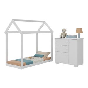 Quarto Infantil Cama Montessoriana/Colchão/Cômoda Flex Algodão Doce Multimóveis MX4278