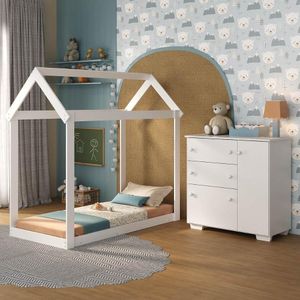 Quarto Infantil Cama Montessoriana/Colchão/Cômoda Flex Algodão Doce Multimóveis MX4278