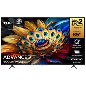 Smart TV TCL 85 Google TV QLED Dolby Atmos C655 - Preto