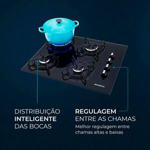 Fogão Cooktop 4 Bocas A Gás Mondial Ctg-01 Preto/inox Bivolt 110v/220v