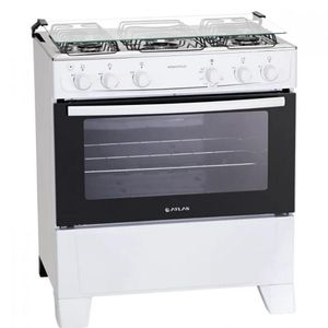 Fogão Atlas 5 Bocas Mônaco Plus Branco Com Mesa Inox Bivolt