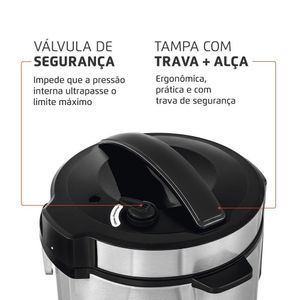 Panela De Pressão Elétrica Mondial 5L Pe-48-5l-I 900W Preto Com Inox 127V