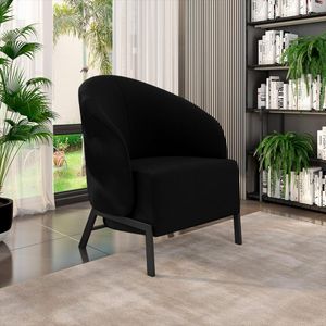 Kit 2 Poltronas Decorativa Sala de Estar kenya Pés em Ferro Veludo Preto G33 - Gran Belo