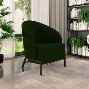 Kit 2 Poltronas Decorativa Sala de Estar kenya Pés em Ferro Veludo Preto/Verde G33 - Gran Belo