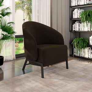 Kit 2 Poltronas Decorativa Sala de Estar kenya Pés em Ferro Veludo Preto/Marrom G33 - Gran Belo