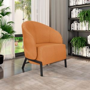 Poltrona Decorativa Sala de Estar kenya Pés em Ferro Bouclê Preto/Terracota G33 - Gran Belo