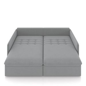 Sofá Reclinável e Retrátil Gandalf Bipartido 234cm Caixa Zero com Almofadas Veludo Cinza G33 - Gran Belo
