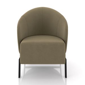 Poltrona Decorativa Sala de Estar kenya Pés em Ferro Veludo Preto/Castor G33 - Gran Belo