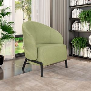 Kit 2 Poltronas Decorativa Sala de Estar kenya Pés em Ferro Bouclê Preto/Verde G33 - Gran Belo