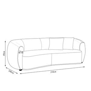 Sofá Decorativo Sala de Estar Curvo Esther 3 Lugares 210cm com Almofadas Linho Off White