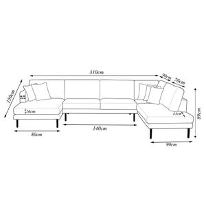 Sofá Decorativo Sala de Estar Osaka 310cm Modulado em U com Almofadas Linho Off White