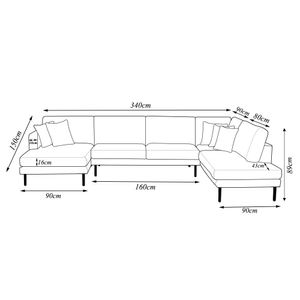 Sofá Decorativo Sala de Estar Osaka 340cm Modulado em U com Almofadas Linho Azul Marinho