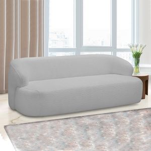 Conjunto Sala de Estar Decorativo Charlote 1 Poltrona Namoradeira 150cm 1 Poltrona Base Fixa com Puff Bouclê Cinza G88 - Gran Belo