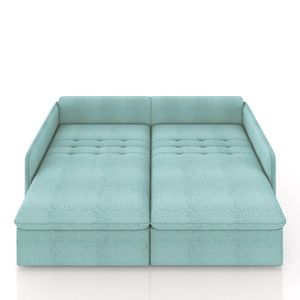 Sofá Reclinável e Retrátil Gandalf Bipartido 154cm Caixa Zero com Almofadas Bouclê Azul G33 - Gran Belo