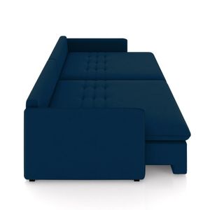 Sofá Reclinável e Retrátil Gandalf Bipartido 194cm Caixa Zero com Almofadas Veludo Azul G33 - Gran Belo