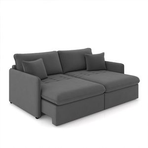 Sofá Reclinável e Retrátil Gandalf Bipartido 194cm Caixa Zero com Almofadas Veludo Grafite G33 - Gran Belo