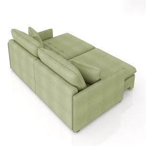 Sofá Reclinável e Retrátil Gandalf Bipartido 234cm Caixa Zero com Almofadas Bouclê Verde G33 - Gran Belo