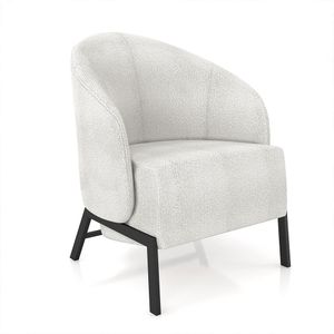 Poltrona Decorativa Sala de Estar kenya Pés em Ferro Bouclê Preto/Cinza G33 - Gran Belo