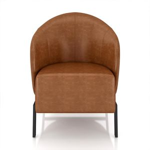 Poltrona Decorativa Sala de Estar kenya Pés em Ferro Pu Preto/Caramelo G33 - Gran Belo