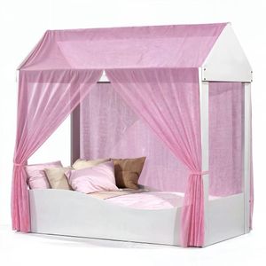 Cama Montessoriana Colina Com Proteção Lateral Para Quarto De Menina Princesa Com Voal