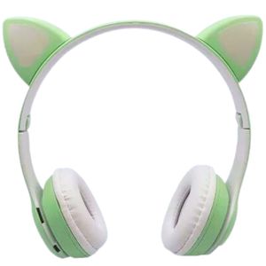 Fone Bluetooth Orelha De Gato Led Colorido (VERDE)