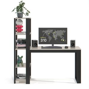 Mesa Escrivaninha Home Office Paris Com Prateleira De Madeira Para Escritório E Pc