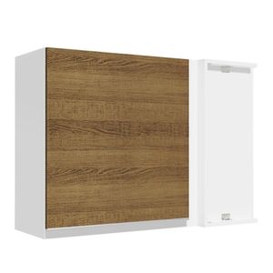 Armário Aéreo de Canto Glamy 1 Porta Branco/Rustic Madesa