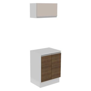 Kit 60cm Smart MDF 2 Portas 1 Suspensa Rustic Crema Madesa