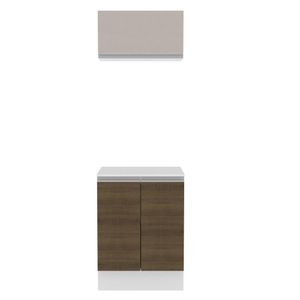 Kit 60cm Smart MDF 2 Portas 1 Suspensa Rustic Crema Madesa