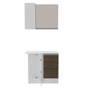 Kit Canto Reto Smart MDF 2 Portas Nicho Rustic Crema Madesa