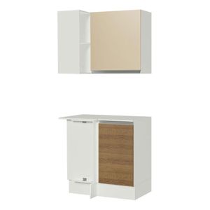 Kit Canto Reto Smart MDF 2 Portas Nicho Rustic Crema Madesa