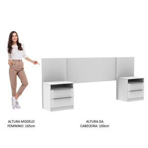 Quarto Guarda-Roupa Luke Cabeceira 2 Criados Branco Madesa