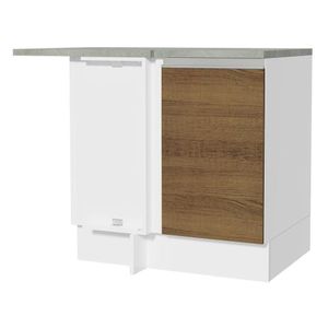 Balcão de Canto Glamy 1 Porta Branco e Rustic Madesa