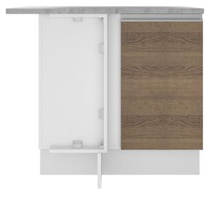 Balcão de Canto Glamy 1 Porta Branco e Rustic Madesa