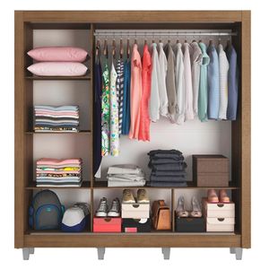 Guarda Roupa Casal Mônaco 3 Portas de Correr com Espelho