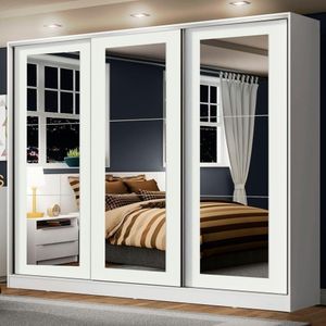 Guarda-roupa Casal Eros 3 Portas de Correr de Espelho Madesa