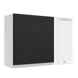 Armário Aéreo de Canto Glamy 1 Porta Branco/Preto Madesa