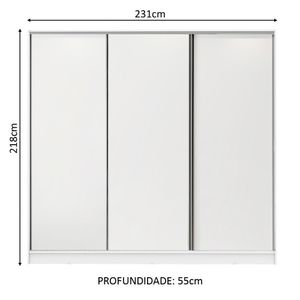 Guarda Roupa Casal Zurique 3 Portas de Correr Madesa