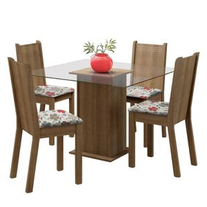 Conjunto Sala de Jantar Maya Mesa 4 Cadeiras Madesa