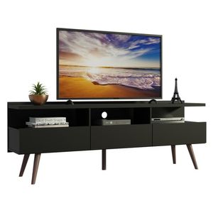 Rack para TV até 65" Madri com Pés de Madeira Preto Madesa
