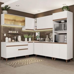 Cozinha Completa de Canto Reims Branco Madesa