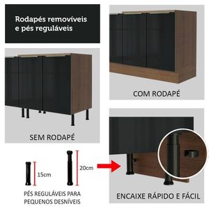 Cozinha Completa Madesa Com Armário E Balcão - Rustic/preto