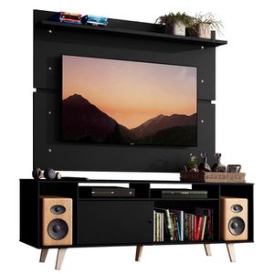 Rack Madesa Cancun com Pés e Painel para Tv Até 65'' Preto