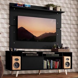 Rack Madesa Cancun com Pés e Painel para Tv Até 65'' Preto